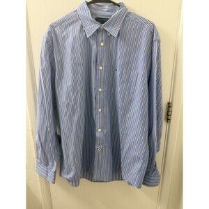 Tommy Hilfiger Men's XL Classic Fit Striped Button-Down Shirt Blue White Red